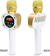 Load image into Gallery viewer, Carpool Karaoke The Mic 1.0, Wireless Karaoke Microphone System, White CPK545 by Singing Machine,Gold &amp; White
