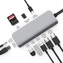Load image into Gallery viewer, MacBook Pro Docking Station, HyperDrive 10-in-2 USB C Dock, Dual Monitor HDMI 4K@60Hz, 60W USBC Power Delivery, Gigabit Ethernet, Dual USB-C Hub Adapter for M1 MacBook Pro Air, Chromebook, Gray
