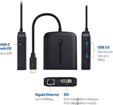 Load image into Gallery viewer, Cable Matters USB C Multiport Adapter (USB C Hub with DVI), 2X USB 3.0, Gigabit Ethernet, and 60W Charging - USB-C and Thunderbolt 4 / USB4 / Thunderbolt 3 Port Compatible with MacBook Pro, Dell XPS
