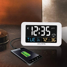 Load image into Gallery viewer, AcuRite Intelli-Time Digital Alarm Clock for Bedroom with USB Charger, Indoor Temperature and Humidity for Heavy Sleepers (13040CA)
