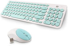 Load image into Gallery viewer, Wireless Keyboard and Mouse Combo, FD iK6630 2.4GHz Cordless Cute Round Key Set Smart Power-Saving Quiet Slim Combo for Laptop, Computer,TV and Mac (Mint Green &amp; White)
