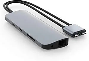 MacBook Pro Docking Station, HyperDrive 10-in-2 USB C Dock, Dual Monitor HDMI 4K@60Hz, 60W USBC Power Delivery, Gigabit Ethernet, Dual USB-C Hub Adapter for M1 MacBook Pro Air, Chromebook, Gray