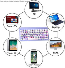 Load image into Gallery viewer, UBOTIE Portable Bluetooth Colorful Computer Keyboards, Wireless Mini Compact Retro Typewriter Flexible 84Keys Design Keyboard (Purple-Colorful)
