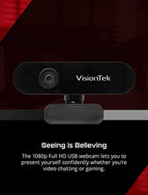 Load image into Gallery viewer, VisionTek VTWC30 Premium Full HD (1080P 30FPS) Webcam, for Windows, Mac, Linux, &amp; Chromebook, Computer Video Camera, Digital Dual Microphones, Manual Focus Lens, Privacy Cover, 83-Degree Viewing Angle
