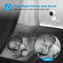 Load image into Gallery viewer, Baby Monitor Camera, NGTeco WiFi Pet Camera Indoor 360 Degree Wireless IP Camera, 1080P Home Security Cameras, Night Vision, 2 Way Audio, Motion Detection Work with Alexa Google Assistant
