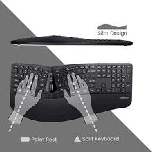 Load image into Gallery viewer, Perixx Periduo-605, Wireless Ergonomic Split Keyboard and Vertical Mouse Combo, Adjustable Palm Rest and Membrane Low Profile Keys, Black, US English Layout (11633)
