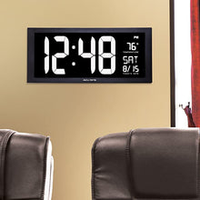 Load image into Gallery viewer, AcuRite 76102M Oversized LED Clock with Indoor Temperature, Date and Fold-Out Stand, 18&quot; , White

