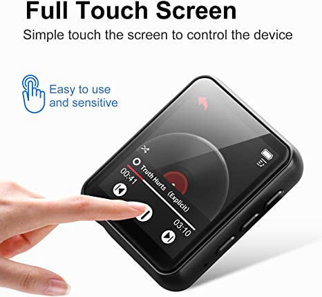 32G MP3 Music Player Bluetooth 5.0, Full Touch Screen HiFi Lossless,  Line-in Speaker, with line Recorder, FM Radio, Support up to 128 GB (Black)