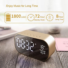 Load image into Gallery viewer, Wireless Bluetooth Speaker Clock,Digital Mirror Radio Alarm Clock USB Charging Port AUX TF Card Play Display for Bedside Bedroom(Gold)
