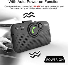 Load image into Gallery viewer, SUNITEC Handsfree Bluetooth for Cell Phone - Bluetooth 5.0 Car Speaker Motion AUTO ON Siri Google Assistant Support Voice Guidance Bluetooth Car Kit Receiver Handsfree Speakerphone with Visor Clip
