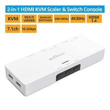 Load image into Gallery viewer, gofanco 2-Port Seamless HDMI USB KVM Scaler Switch – Scales to 4K @30Hz or 1080p Output, HDMI 1.4, USB Keyboard/Mouse, Multi Viewing, OSD, Dolby/DTS, Windows, Mac OS, Linux (KVMScaler2P)
