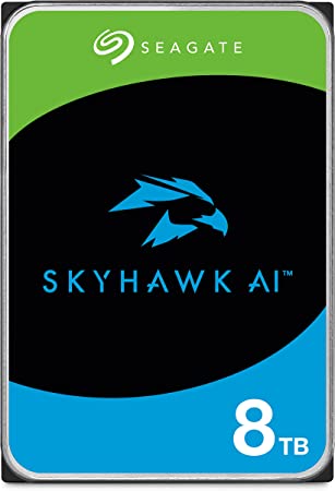Seagate Skyhawk AI 8TB Surveillance Internal Hard Drive HDD–3.5 Inch SATA 6Gb/s 256MB Cache + Drive Health Management & 3-Year Recovery Service - (ST8000VEZ00)