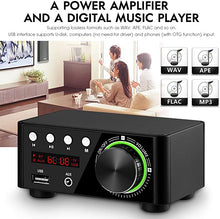 Load image into Gallery viewer, Nobsound 100W Mini Bluetooth 5.0 Power Amplifier Hi-Fi Stereo Class D Audio Amp 2.0 Channel Wireless Receiver Lossless Music Player TF USB Home Speaker (Black)
