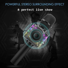 Load image into Gallery viewer, BONAOK Wireless Bluetooth Karaoke Microphone with Controllable LED Lights, Portable Handheld Karaoke Speaker Machine Birthday Home Party for All Smartphone(Q78 Black)
