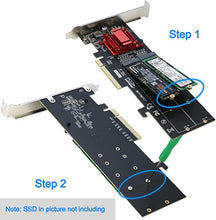 Load image into Gallery viewer, Dual NVMe PCIe Adapter, RIITOP M.2 NVMe SSD to PCI-e 3.1 x8/x16 Card Support M.2 (M Key) NVMe SSD 22110/2280/2260/2242/2230

