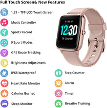 Load image into Gallery viewer, Fitpolo Smart Watch for Android Phones Compatible with iPhone IP68 Swimming Waterproof Smartwatch Fitness Tracker Fitness Watch Heart Rate Monitor Smart Watches for Women (Pink)
