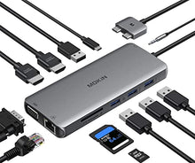 Load image into Gallery viewer, MacBook Pro Docking Station Dual Monitor MacBook Pro HDMI Adapter,12 in 1 USB C Adapters for MacBook Pro Air Mac HDMI Dock Dongle Dual USB C to Dual HDMI VGA Ethernet AUX 4USB SD/TF100W PD
