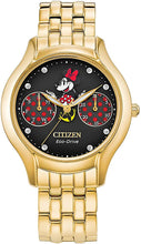 Load image into Gallery viewer, Citizen Eco-Drive Disney Quartz Womens Watch, Stainless Steel, Crystal, Minnie Mouse, Gold-Tone (Model: FD4018-55W)
