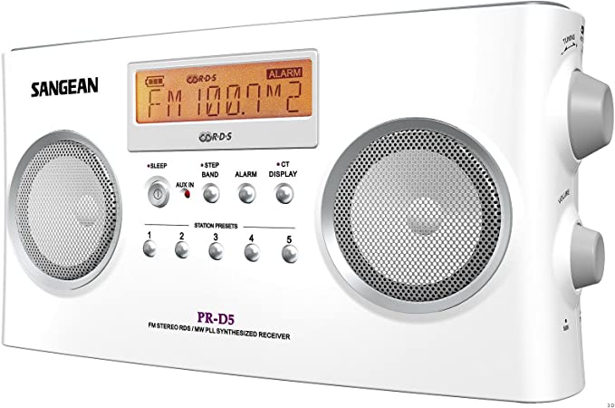 Sangean PR-D5 Portable Radio with Digital Tuning and RDS (White)