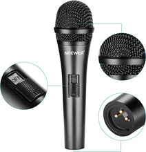 Load image into Gallery viewer, Neewer Cardioid Dynamic Microphone with XLR Male to XLR Female Cable, Rigid Metal Construction for Professional Musical Instrument Pickup, Vocals, Broadcasting, Speech, Black (NW-040)
