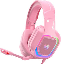 Load image into Gallery viewer, ZIUMIER Z30 Pink Gaming Headset for PS4, PS5, Xbox One, PC, Wired Over-Ear Headphone with Noise Canceling Microphone, LED Flowing RGB Light, 7.1 Surround Sound,Comfortable Earmuffs
