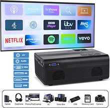 Load image into Gallery viewer, Living Enrichment Mini Projector, Built-in Dual Speaker and Full HD 1080p Movie Video Projector, 50000 Hours Life LED, Compatible with TV Stick, Video Games, HDMI, USB, TF, VGA, AUX, AV Black (LE-203)
