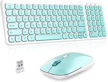 Load image into Gallery viewer, Wireless Keyboard Mouse Combo, cimetech Compact Full Size Wireless Keyboard and Mouse Set Less Noise Keys 2.4G Ultra-Thin Sleek Design for Windows, Computer, PC, Notebook, Laptop - (Aqua Green)
