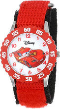 Load image into Gallery viewer, Disney Kids&#39; W001003 &quot;Time Teacher&quot; Cars Lightning McQueen Stainless Steel Watch with Red Nylon Strap
