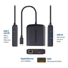 Load image into Gallery viewer, Cable Matters USB C Hub with HDMI 4K, 80W Charging, Gigabit Ethernet, and 3X USB in Black - USB-C and Thunderbolt 4 / USB4 / Thunderbolt 3 Port Compatible with Surface Pro, MacBook Pro, Dell XPS
