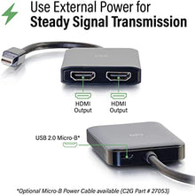 Load image into Gallery viewer, C2G Mini Display Port to HDMI Monitor Splitter, 4K, 2 Port, USB Powered, MST, Not Compatible with Mac OS, Cables to Go 54292, Black
