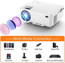 Load image into Gallery viewer, Video Projector, Native 720P Portable Mini Projector with 100&quot; Projector Screen, 1080P Supported Outdoor Movie Projector Compatible with TV Stick/HDMI/VGA/USB/TV Box/Laptop/DVD/PS4 for Home
