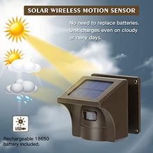 Load image into Gallery viewer, 1/2 Mile Long Range Solar Wireless Driveway Alarm Outdoor Weather Resistant Motion Sensor &amp; Detector-Security Alert System-Monitor &amp; Protect Outside Property,No Need to Replace Battery

