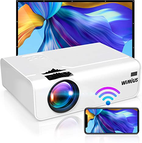 WiFi Projector Support 5.0 Bluetooth transmitter, WiMiUS K2 Mini Projector 1080P and 4K Support, 300’’ Screen Zoom Compatible with Smartphone (Wirelessly) PC TV Stick Chromecast PS5