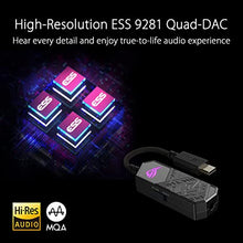 Load image into Gallery viewer, ASUS ROG Clavis USB-C Gaming DAC (ESS 9281 Quad DAC Amplifier, AI Noise-Canceling Mic, MQA Rendering, Aura Sync RGB, Compatible with PC, Mobile, Playstation 5, and Switch)
