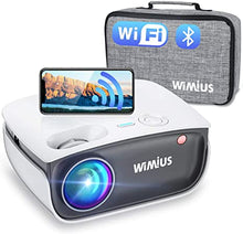 Load image into Gallery viewer, Wifi Bluetooth Projector Support 1080P Full HD Enhanced, 20%+ Brightness, WiMiUS S25 Mini Portable Outdoor Movie Projector w/ Wireless Mirroring &amp; Airplay &amp; Zoom 50%, for Fire TV Stick, HDMI, PC, PS4
