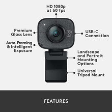 Load image into Gallery viewer, Logitech for Creators StreamCam Premium Webcam for Streaming and Content Creation, Full HD 1080p 60 fps, Premium Glass Lens, Smart Auto-Focus, for PC/Mac - Graphite
