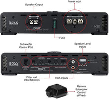 Load image into Gallery viewer, BOSS Audio Systems R1100M Riot Series Car Audio Subwoofer Amplifier - 1100 High Output, Monoblock, Class A/B, 2/4 Ohm Stable, Low/High Level Inputs, Low Pass Crossover, Mosfet Power Supply, Stereo
