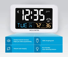 Load image into Gallery viewer, AcuRite Intelli-Time Digital Alarm Clock for Bedroom with USB Charger, Indoor Temperature and Humidity for Heavy Sleepers (13040CA)
