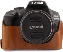 Load image into Gallery viewer, MegaGear MG1609 Ever Ready Leather Camera Case compatible with Canon EOS Rebel T7 (18-55mm), 2000D (18-55mm) - Light Brown
