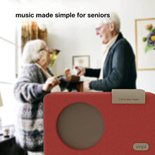 Load image into Gallery viewer, SMPL One-Touch Music Player, Audiobooks + MP3, Quality-Sound, Durable Wooden Encloser with Retro Look, 4GB USB with 40 Nostalgic Hits Included, Live Technical Support (Red, Music Player)

