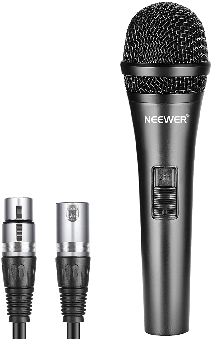 Neewer Cardioid Dynamic Microphone with XLR Male to XLR Female Cable, Rigid Metal Construction for Professional Musical Instrument Pickup, Vocals, Broadcasting, Speech, Black (NW-040)