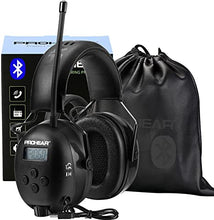 Load image into Gallery viewer, PROHEAR 033 Upgraded Bluetooth Hearing Protection Headphones with FM/AM Radio, 25dB NRR Safety Muffs with Rechargeable Battery, 48H Playtime, Ear Protector for Mowing, Work Shops, Snowblowing - Black
