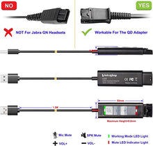 Load image into Gallery viewer, VoiceJoy HD253 USB Headset with Quick Disconnect Adapter Compatible with Plantronics QD,Computer Headset with Microphone Noise Cancelling, PC Headset Headphones for Laptop,PC,Skype,Zoom,Webinar
