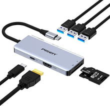 Load image into Gallery viewer, PISEN USB C Hub, USB C Adapter with 4K HDMI, USB 3.0, 100W PD Output, SD/TF Card Reader, 7-in-1 USB C Docking Station Compatible with MacBook Air, MacBook Pro,XPS,USB C Laptops,Type C Devices
