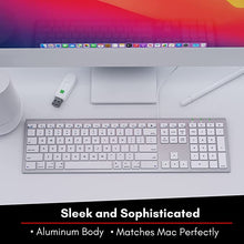 Load image into Gallery viewer, Macally Ultra Slim USB Wired Computer Keyboard - Works as Windows or Mac Wired Keyboard - Full Size Keyboard with 20 Apple Shortcut Keys - Mac Keyboard with Number Pad - Silver Aluminum Finish
