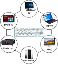 Load image into Gallery viewer, UBOTIE Colorful Computer Wireless Keyboard Mouse Combos, Typewriter Flexible Keys Office Full-Sized Keyboard, 2.4GHz Dropout-Free Connection and Optical Mouse (Green-White)
