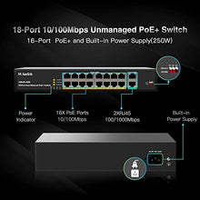 Load image into Gallery viewer, MokerLink 16 Port PoE Switch with 2 Gigabit Uplink Ethernet Port, 250W High Power, Support IEEE802.3af/at, Rackmount Unmanaged Plug and Play
