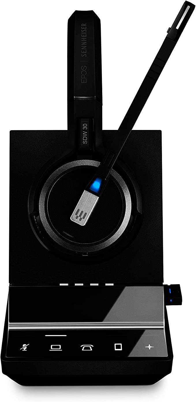 Sennheiser SDW 5036 (507020) - Single-Sided (Monaural) Wireless Dect Headset for Desk Phone Softphone/PC & Mobile Phone Connection Dual Microphone Ultra Noise Cancelling, Black