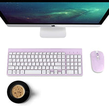 Load image into Gallery viewer, Wireless Keyboard Mouse Combo, cimetech Compact Full Size Wireless Keyboard and Mouse Set 2.4G Ultra-Thin Sleek Design for Windows, Computer, Desktop, PC, Notebook - (Purple)
