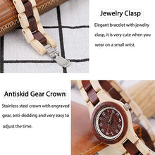 Load image into Gallery viewer, BEWELL Wood Watch Women Analog Quartz Handmade Lightweight Dress Wristwatches with Small Dial
